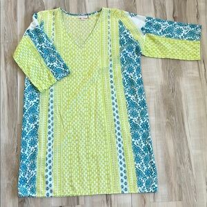 Pink Chicken Lime and Teal Patterned Tunic
